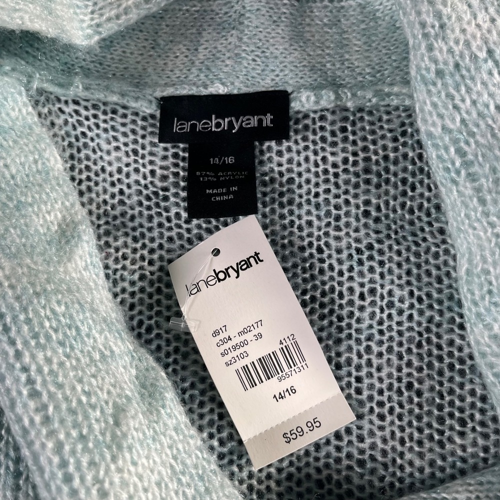 Lane Bryant Women's Cowl Neck Sweater Blue Knit Plus Size 14/16 NWT - Picture 2 of 6